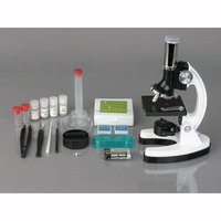 Kids Toy Educational Hobby Beginner Microscope STEM Kit MFL-100 W/ Metal Body Microscope Plastic Slides LED Light Carrying Box