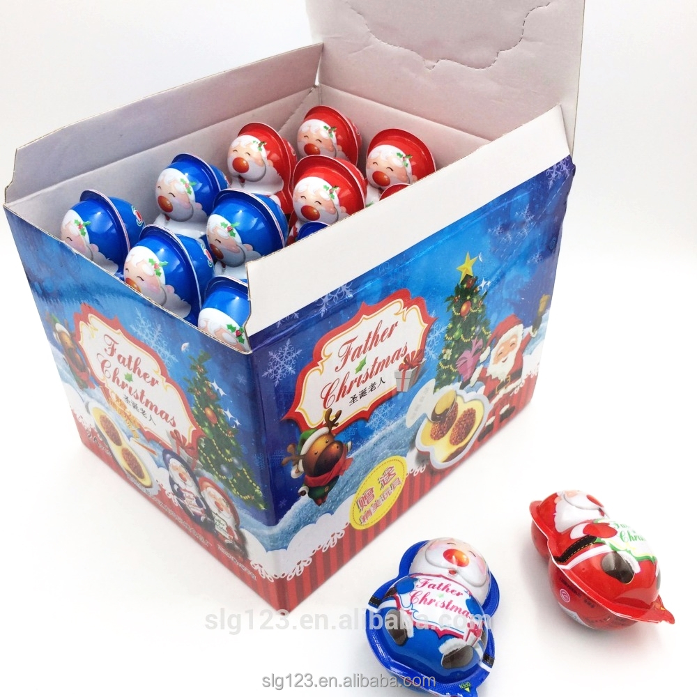 Atacado halal doce engraçado plástico papai noel surpresa chocolate ovo com brinquedo