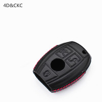 Coque de clé intelligente en cuir de vache de style américain, fermeture suspendue élégante pour Mercedes 3 CLAVES C E S M-CLS CLK GLK Classe GL