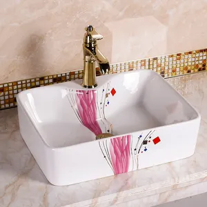 Lavabo en céramique de couleur rose, artistique et sur mesure, pour salle de bain