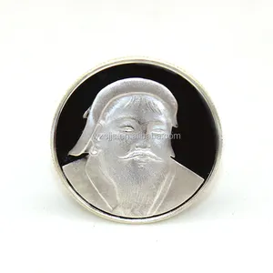 Custom Made High Quality 999 Pure Silver Mint Coin With Genghis Khan Portrait