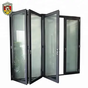 Acordeón de vidrio templado claro puerta plegable de jardín puertas de aluminio puerta