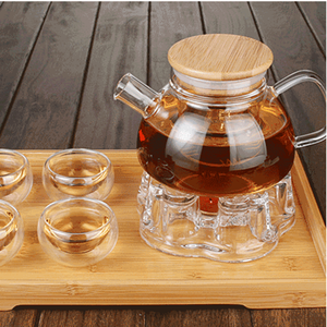 Glass <strong>Tea</strong> <strong>Pot</strong> <strong>Set</strong>,Teapot,Warmer,Cups,Teaware With <strong>Tea</strong> Tray - Product Image 6