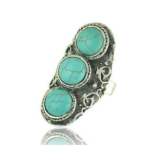 Retro Vintage Adjustable <strong>Ring</strong> Antique Silver Plated Adjustable <strong>Turquoise</strong> <strong>Ring</strong> - Product Image 1