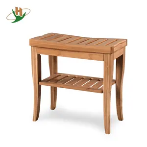 100% deluxe bamboo shower bench bathroom stool with contoured seat