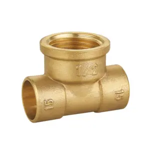 热卖优质 15毫米女性黄铜三通焊锡管件，用于铜管