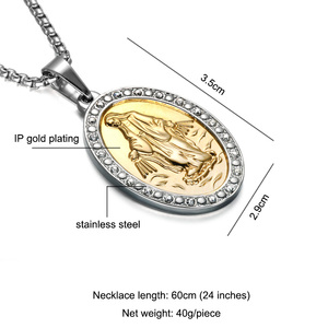 Collar colgante de acero inoxidable patrón <span class=keywords><strong>Virgen</strong></span> <span class=keywords><strong>Mar</strong></span>ía - Product Image 2