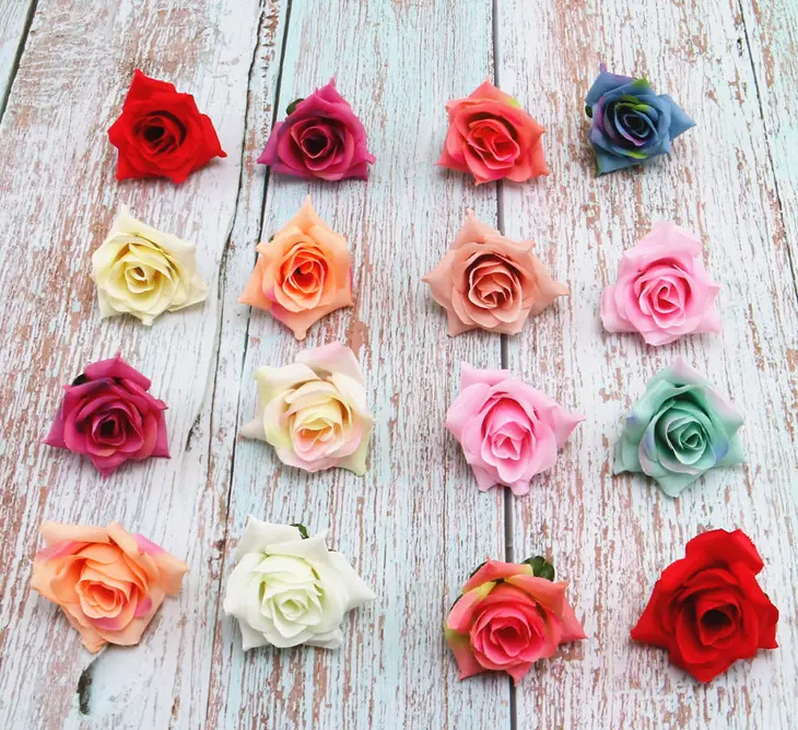 Hot koop diverse kleuren kunstmatige kleine rozenkoppen bruiloft decoratie