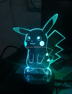 Amazon caliente-venta 3D noche <span class=keywords><strong>Pokemon</strong></span> Go Pikachu diseño ilusión óptica lámpara para niños regalo - Product Image 1