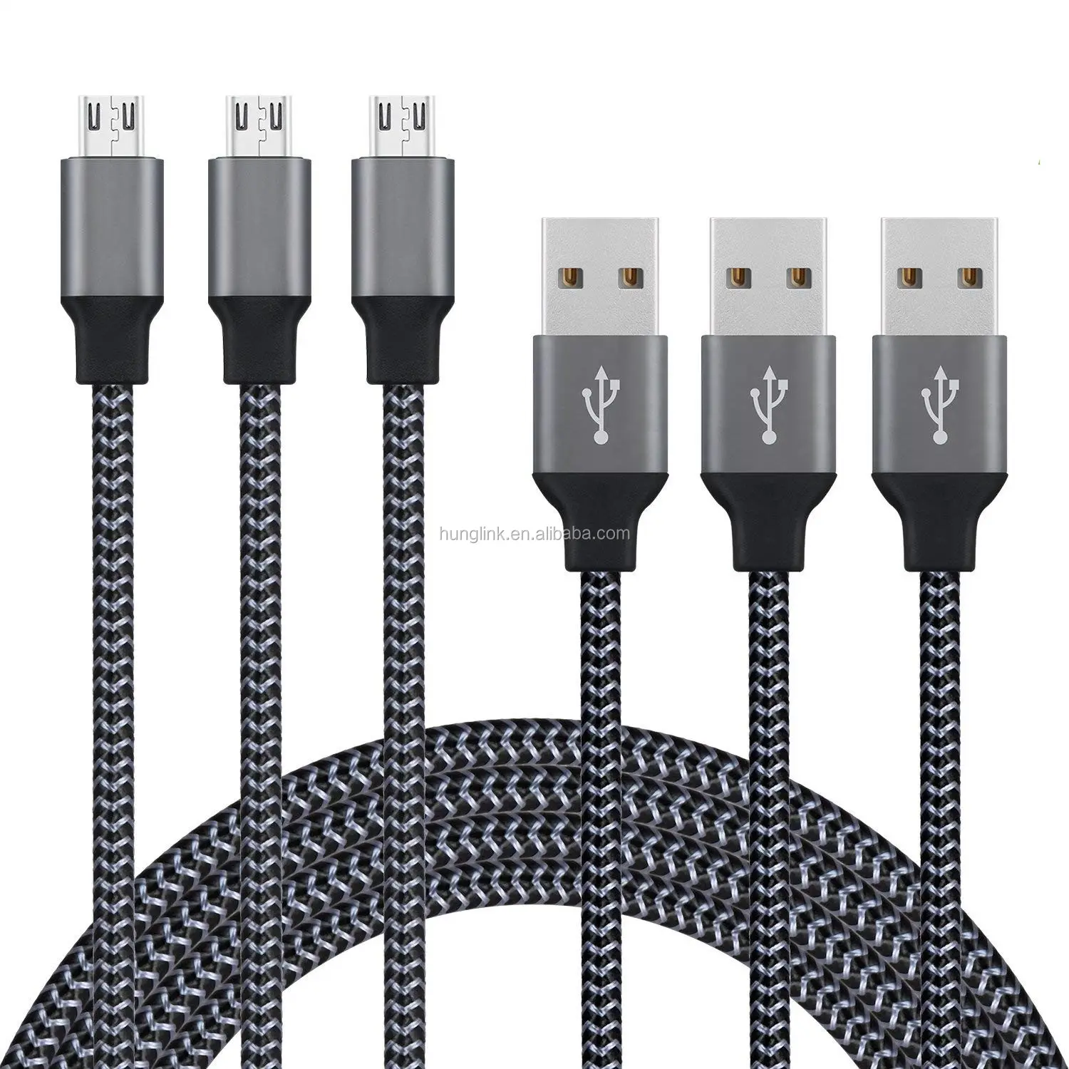 Nylon Braided USB Cable High Speed USB 2.0 A Male Sync and Charging Cord Wire for Samsung, for LG, for Motorola for Nokia