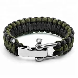 Fish Tail Paracord Survival Bracelets with Metal Clasp, Adjustable Size  Fits 