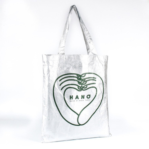 Untearable Waterproof Washable Elegant Design Customized <strong>Silver</strong> <strong>Tote</strong> Tyvek <strong>Bag</strong> with logo Printing - Product Image 1
