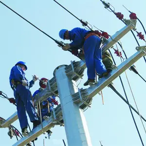 Torres de línea de transmisión de distribución de energía eléctrica cónica galvanizada de alta tensión