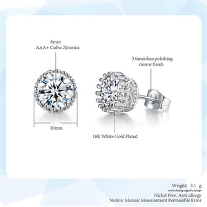 Commercio all'ingrosso di Stile Coreano Semplice CZ Orecchino 18 K <span class=keywords><strong>Oro</strong></span> <span class=keywords><strong>Bianco</strong></span> Placcato Taglio Rotondo di Cristallo Austriaco <span class=keywords><strong>Orecchini</strong></span> Della Vite Prigioniera <span class=keywords><strong>per</strong></span> la Ragazza Sposa e848 - Product Image 6