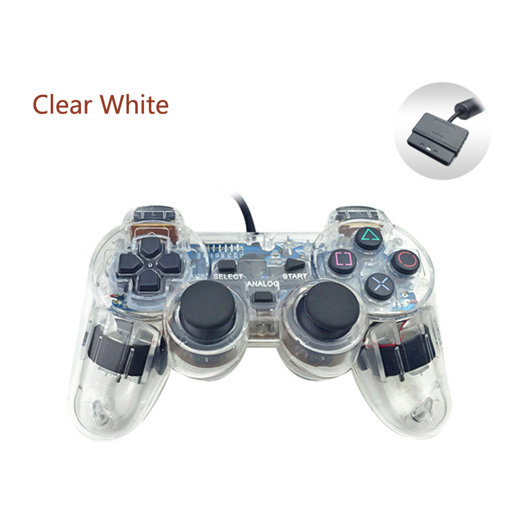 Clear White Wired Gamepad for PS2 - See through Controller