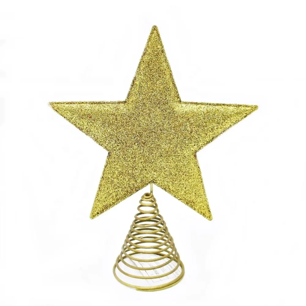 ขายส่ง Pentagram โลหะ Glitter Gold Star รูปต้นคริสต์มาส Topper