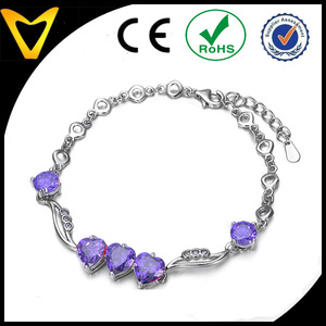 Braccialetto di cristallo Vlink viola pietra <span class=keywords><strong>argento</strong></span> 925 braccialetto di fascino italiano, <span class=keywords><strong>bracciale</strong></span> Moissanites ragazza, bracciali di alta gioielleria - Product Image 3