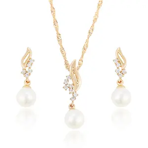 64035 Xuping Fashion Wholesale Dubai Gold Plated Pearl Jewelry Sets