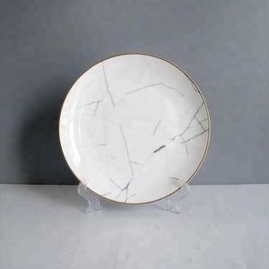 De <span class=keywords><strong>service</strong></span> rond 8 pouces marbre <span class=keywords><strong>assiette</strong></span> à <span class=keywords><strong>dessert</strong></span> os chine avec or jante - Product Image 1