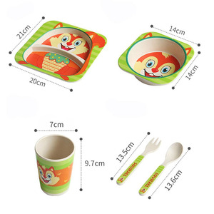 Vajilla ecológica de fibra de bambú para niños, juego de cena, regalo de cumpleaños - Product Image 3