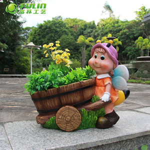 เรซิ่นการ์ตูน Bee น่ารักสาวดอกไม้หม้อบอนไซ - Product Image 1