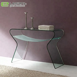 Stainless Steel <strong>Console</strong> <strong>Table</strong> with Tempered <strong>Black</strong> Glass Top - Product Image 3