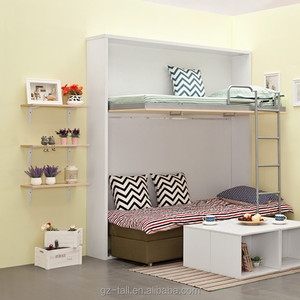 Juegos <span class=keywords><strong>de</strong></span> muebles <span class=keywords><strong>de</strong></span> dormitorio duraderos, montado en la <span class=keywords><strong>pared</strong></span>, plegables, ahorra espacio, camas <span class=keywords><strong>de</strong></span> madera, <span class=keywords><strong>literas</strong></span> con sofá - Product Image 5