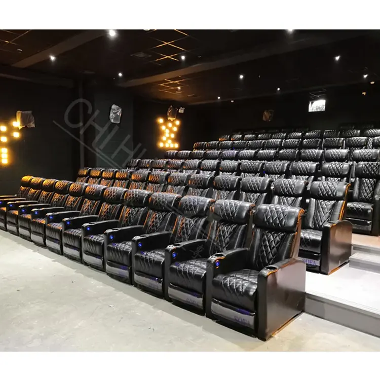 Foshan Elektrische Fauteuil Stoelen Luxe Vip Cinema Seat Synthetisch Leer Home Theater Zitplaatsen Voor Openbare Cinema Kamer