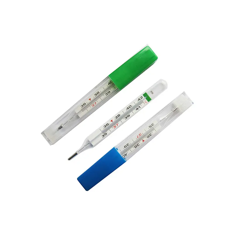 Glass Mercury Free Clinical Thermometer for Human OEM Plastic Case Gallium Green Blue Red Body Temperature Measurement Class II
