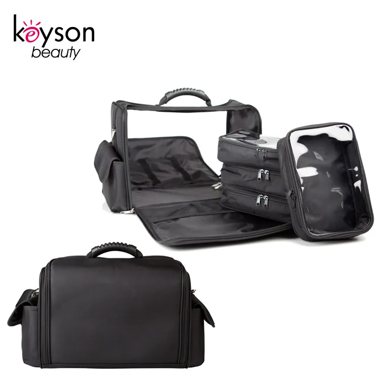 Keyson pro makyaj sanatçı çantası ile 4 paketleri açık PVC poşet içinde için seyahat