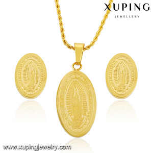 63789 Xuping dubai 24K color oro estilo religioso Virgen Maria aretes y collar set de joyas para mujeres - Product Image 1