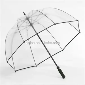 Прозрачный дождевой зонт из стекловолокна для гольфа с черной отделкой