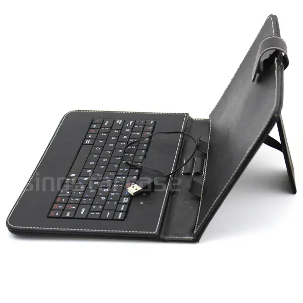 10.2 11.6 inch tablet pc leather keyboard case, universal folding stand cover for tablet pc keyboard leather case with usb cable