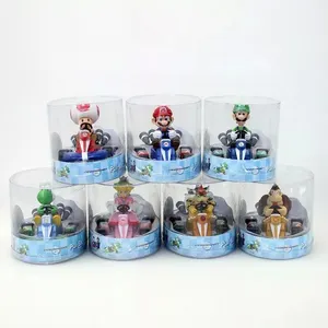 7pcs Mario Pull-Back Racers, cartoon toy car, Mario model racer with transparent round showing box