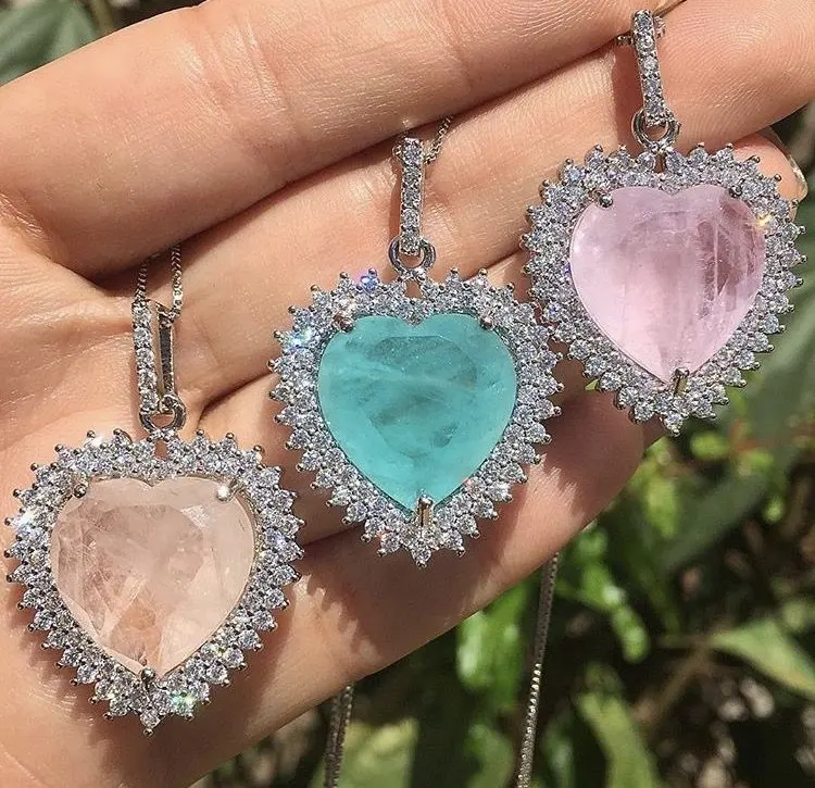 Foxi gioielli vendita calda semijoias colar fusion stone heart pendant necklace