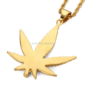 Collier classique rétro avec <span class=keywords><strong>feuilles</strong></span> <span class=keywords><strong>de</strong></span> mauvaises herbes, bijoux en acier inoxydable, style hip hop, tendance - Product Image 3