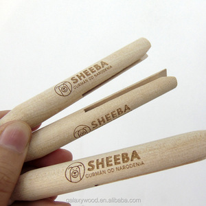 Factory Supply Custom  Natural 110mm Wooden Dolly Pegs with Engraved logo