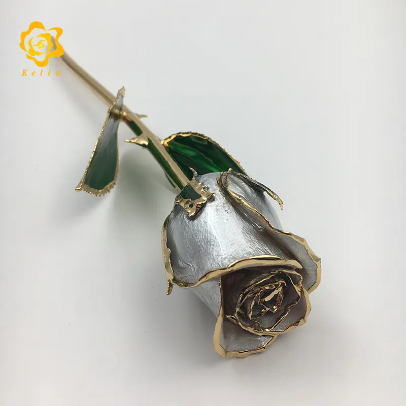 The sweety souvenir gifts for silver wedding silver colored 24K gold plated real rose