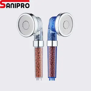 SANIPRO – pommeau <span class=keywords><strong>de</strong></span> <span class=keywords><strong>bain</strong></span> à main à jet <span class=keywords><strong>de</strong></span> pierre à haute pression avec billes en céramique activées par ions négatifs, 3 modes réglables - Product Image 1