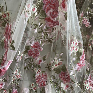 Elegante Lucido Bella di Disegno Del Fiore Del Merletto Ricamato Tessuto per Abbigliamento Personalizzato Panno - Product Image 2