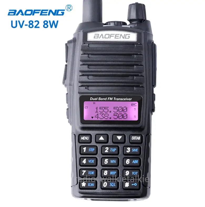 10 км Baofeng UV-82 Настоящее 8 Вт иди и болтай Walkie Talkie VHF/УВЧ FM Dual Band Ham двухсторонняя радиоустановка