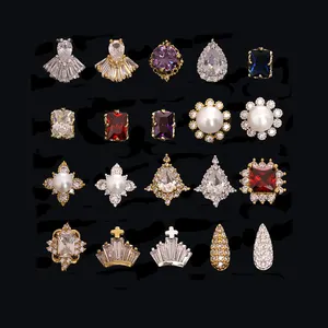 Gratis Pengiriman Perlengkapan Dekorasi Manikur Kuku Perhiasan Mewah Emas Zirkon Paduan Seni Kuku Mode Terbaru