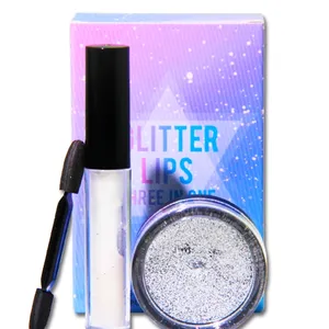 12 Warna Glitter Bibir 3 Dalam 1 Set Eyeshadow Makeup Longgar Glitter Set Lipgloss Glitter Eyeshadow Aplikator Berujung Ganda