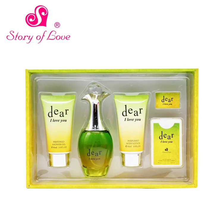 Lemon yellow sexy perfume lady gift set with 5pcs
