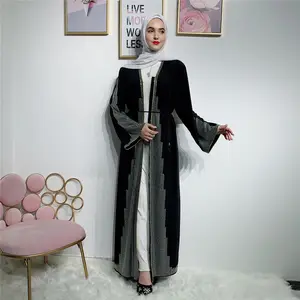 2019 Yeni varış Lüks modern moda yeni tasarım Dubai tarzı toptan müslüman kadınlar pullu abaya dubai