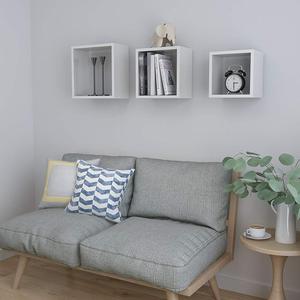 Rak Dekorasi Rumah <span class=keywords><strong>Modern</strong></span> Kubus Persegi Putih, Rak Dinding Mengambang untuk Ruang Tamu 3 Set - Product Image 4