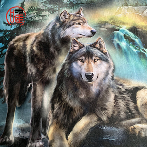 Hot Bán Tùy Chỉnh In Kỹ Thuật Số Chồn Lông Cừu 2ply Chăn In Mô Hình Sói Sherpa Ném Chăn Cho Mùa Đông - Product Image 2