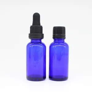 10ml 30ml 100ml Blue Moulded Vials Essential Oil Bottle Manufacturer of Empty Gilded Printing Custom Small Glass Vials for Sale