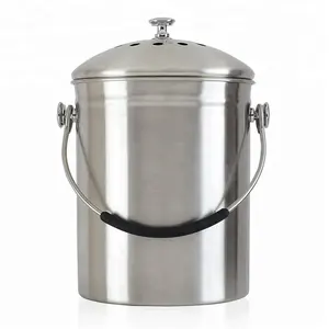 1.3 Gallon Stainless Steel Compost Pail Kitchen Garden Countertop Compost Bucket With Lid Compost Bin