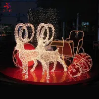 3D Ngoài Trời LED Kéo Xe Trượt Tuyết Trung Quốc Trang Trí Nhấp Nháy Giáng Sinh Santa Sang Trọng Santa Xe Trượt Tuyết Động Vật Tuần Lộc Dây Motif Ánh Sáng